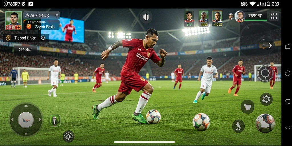 Screenshot gameplay 789RP menampilkan aksi seru di lapangan sepak bola.