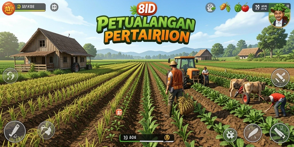 Screenshot gameplay 8ID menampilkan aktivitas pertanian yang seru.