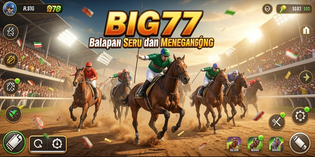 Tangkapan layar gameplay balapan yang mendebarkan di BIG77.