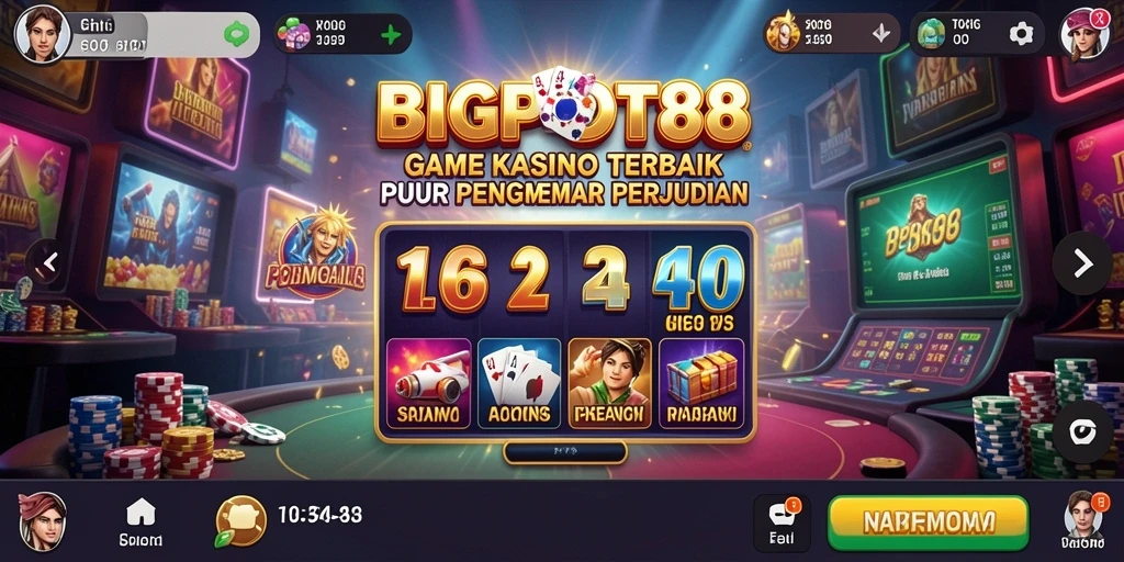 Screenshot utama BIGPOT88 menampilkan gameplay seru di Kasino.