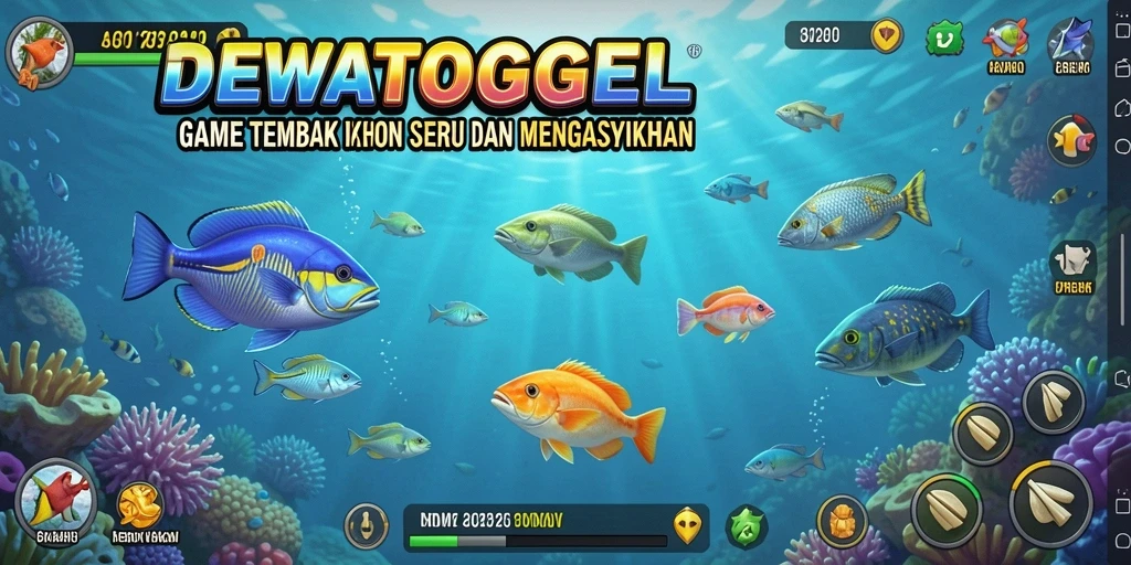 Screenshot DEWATOGEL menampilkan aksi seru dalam berburu ikan.