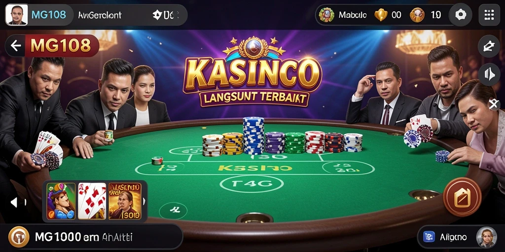 Tampilan screenshot MG108 dengan dealer profesional dalam permainan Live Casino.