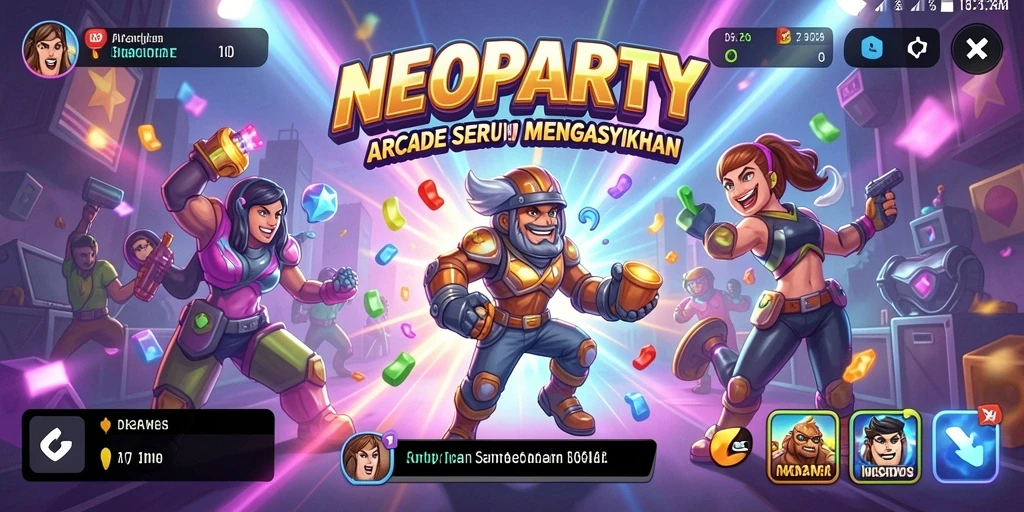 Gambaran mendebarkan dari gameplay NEOPARTY yang seru.