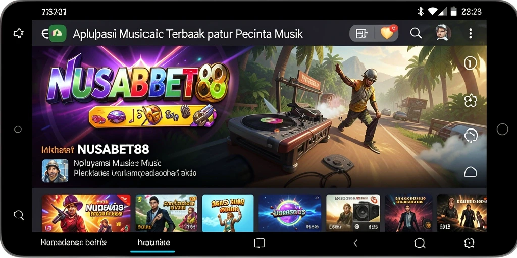 Tampilan layar utama NUSABET88 dengan berbagai pilihan lagu musik.
