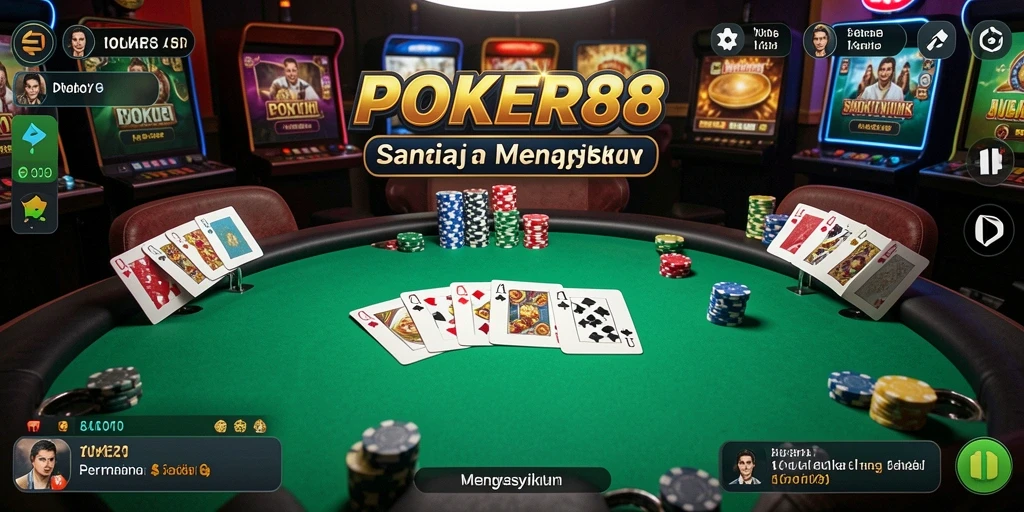 Screenshot gameplay POKER88 yang menampilkan momen seru dan interaksi pemain.