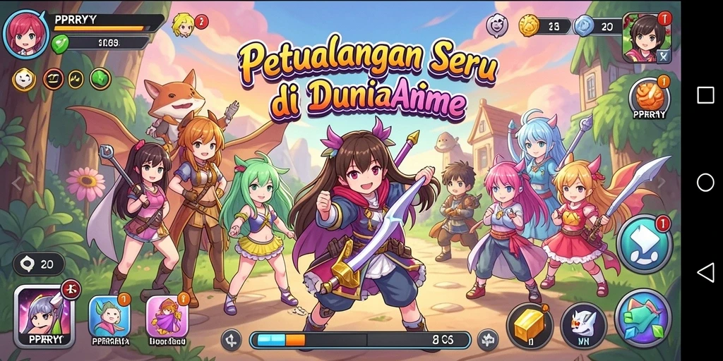 Screenshot gameplay PPRRYY menampilkan pertempuran seru di dunia anime.