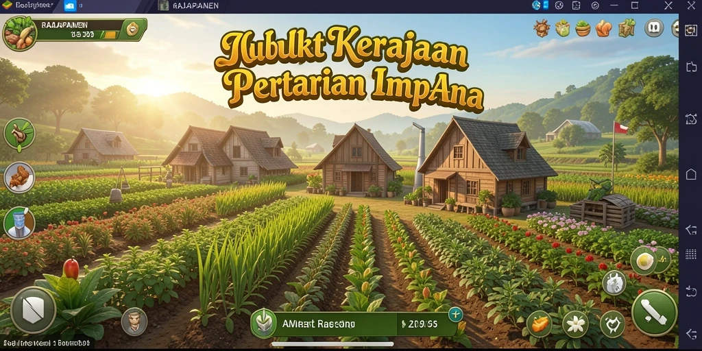 Tampilan menarik dari gameplay <strong>RAJAPANEN</strong> yang menampilkan pertanian yang sukses.