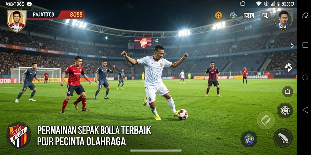 Screenshot gameplay RAJATOTO88 yang menampilkan aksi sepak bola